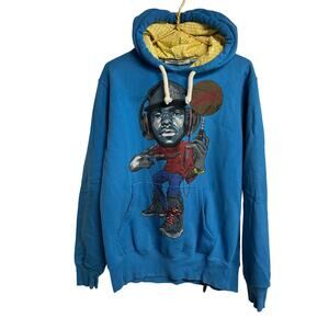 Madmext Lebron James hooded sweatshirt blue with checkered hood inside size L